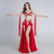Women's Belly Dance Costume Set With AB Rhinestone Bra Top, Sleeves And Chiffon Long Skirt For Competition