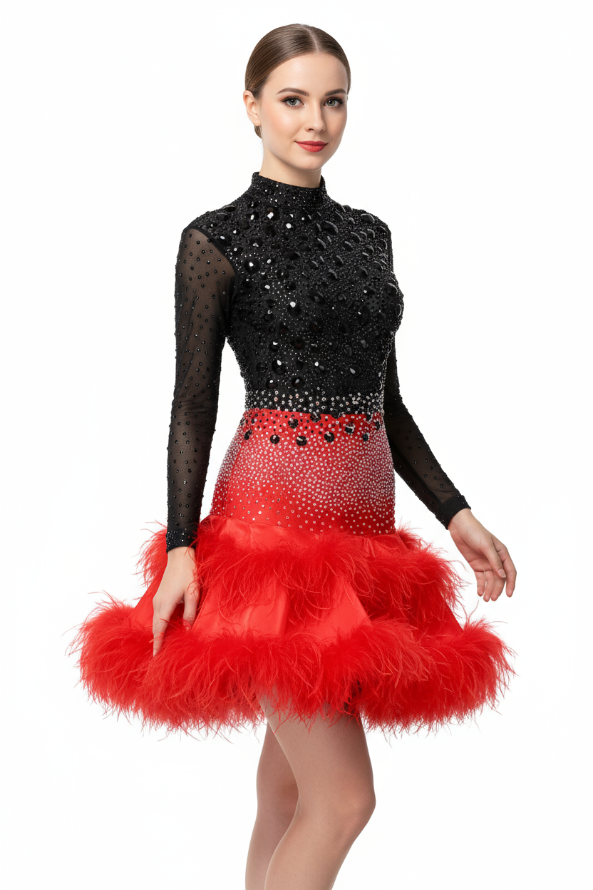 Women's Custom Latin Ballroom Dance Dress For Rumba, Tango, Cha-Cha Competition