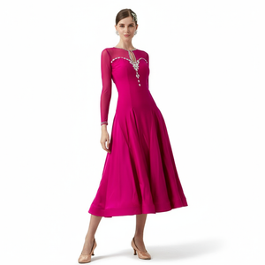 Women's Standard Ballroom Waltz Competition Dress With Rhinestones Multicolor For Performance