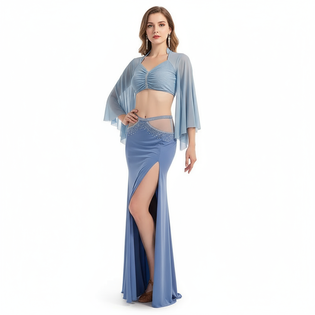 Women's Belly Dance Practice Top and Skirt Set for Class or Performance