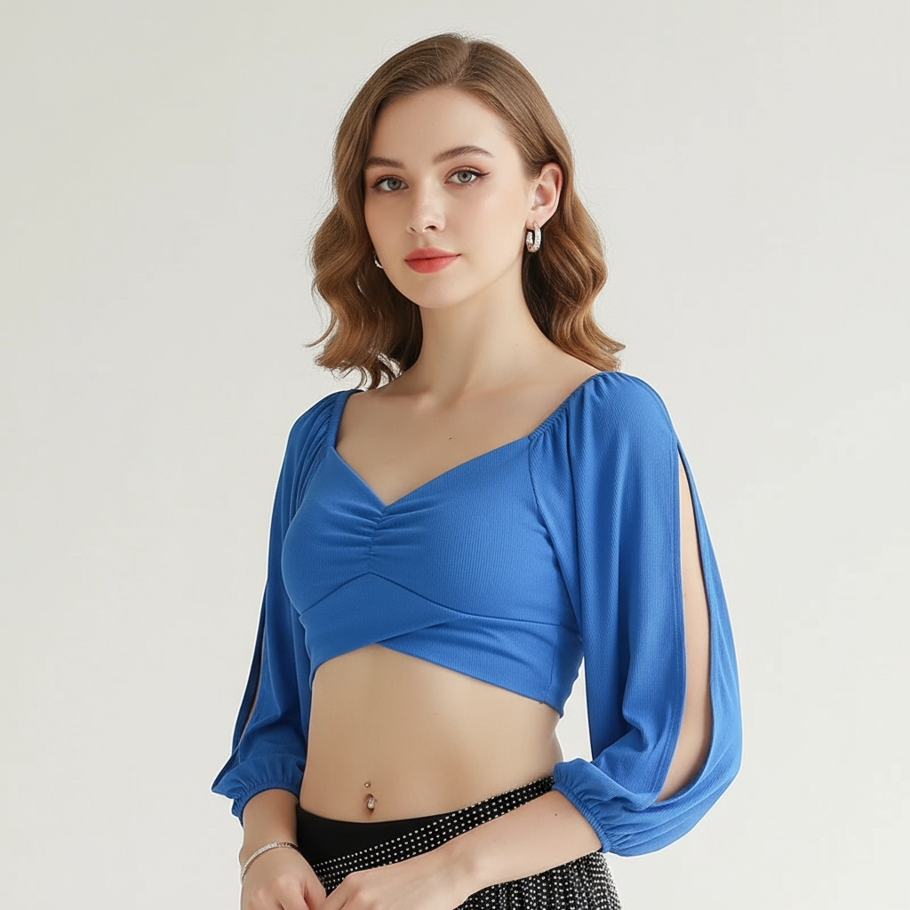 Women's Belly Dance Practice Top Slim-Fit Blouse For Training