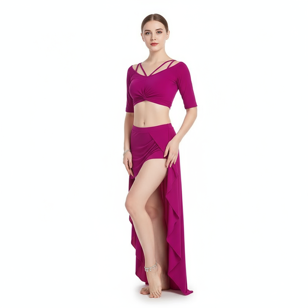 Belly Dance Costume for Women Practice Set Girls Oriental Belly Dancing Professional Training Clothes
