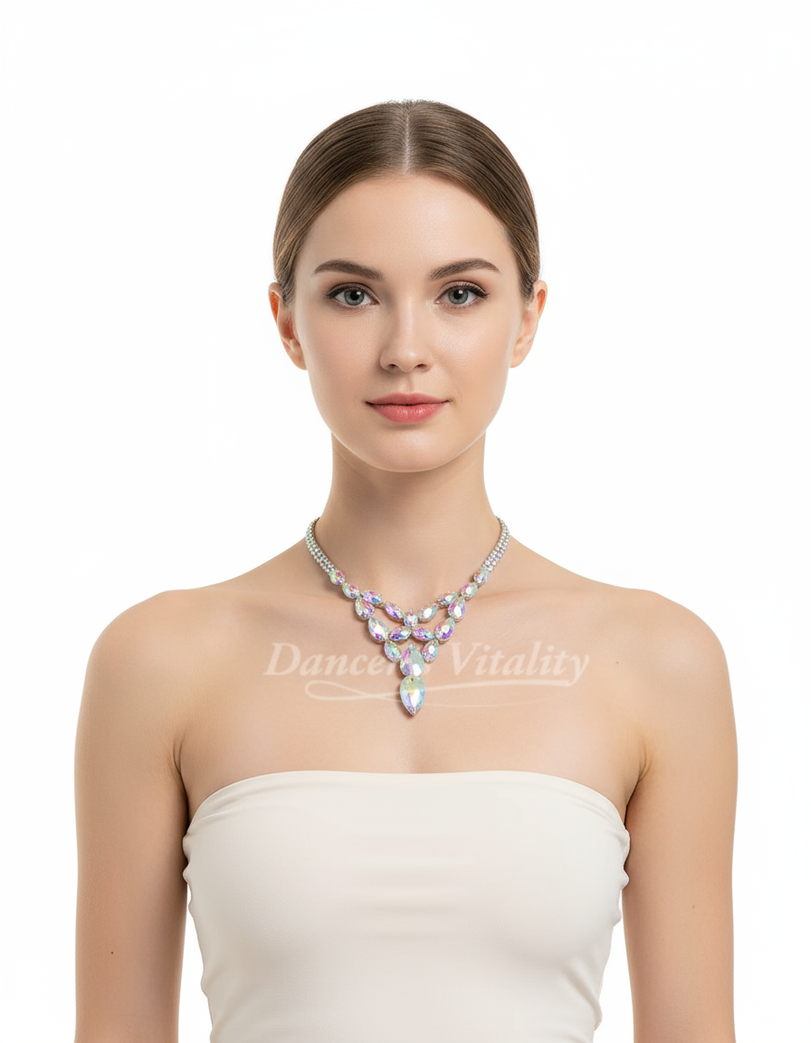 Necklace With AB Rhinestones For Belly Dance Competition Performance For Women And Kids