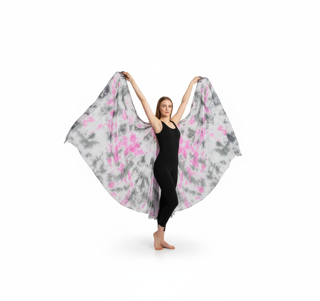 Women's Belly Dance Veil 100% Silk Dyed For Professional Performance