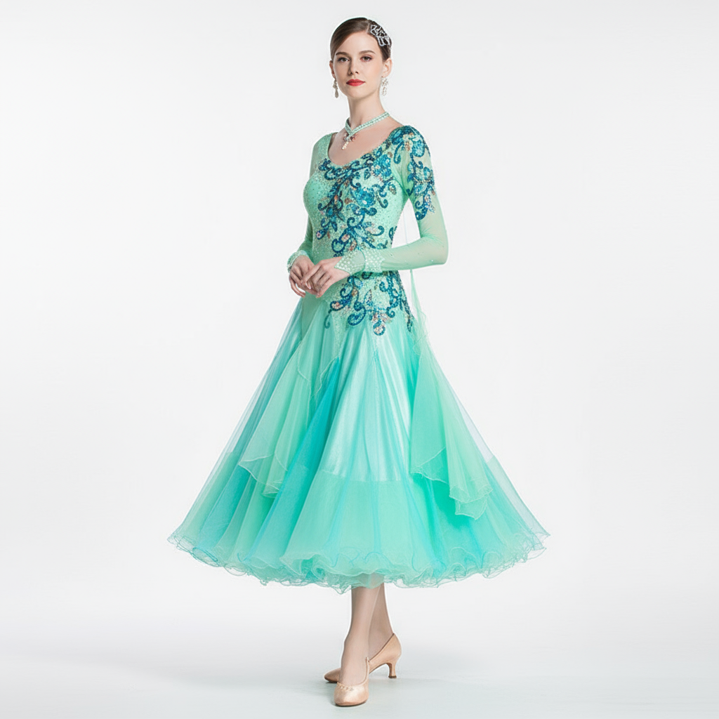 Women's Custom Modern Ballroom Smooth Dance Dress For Competition