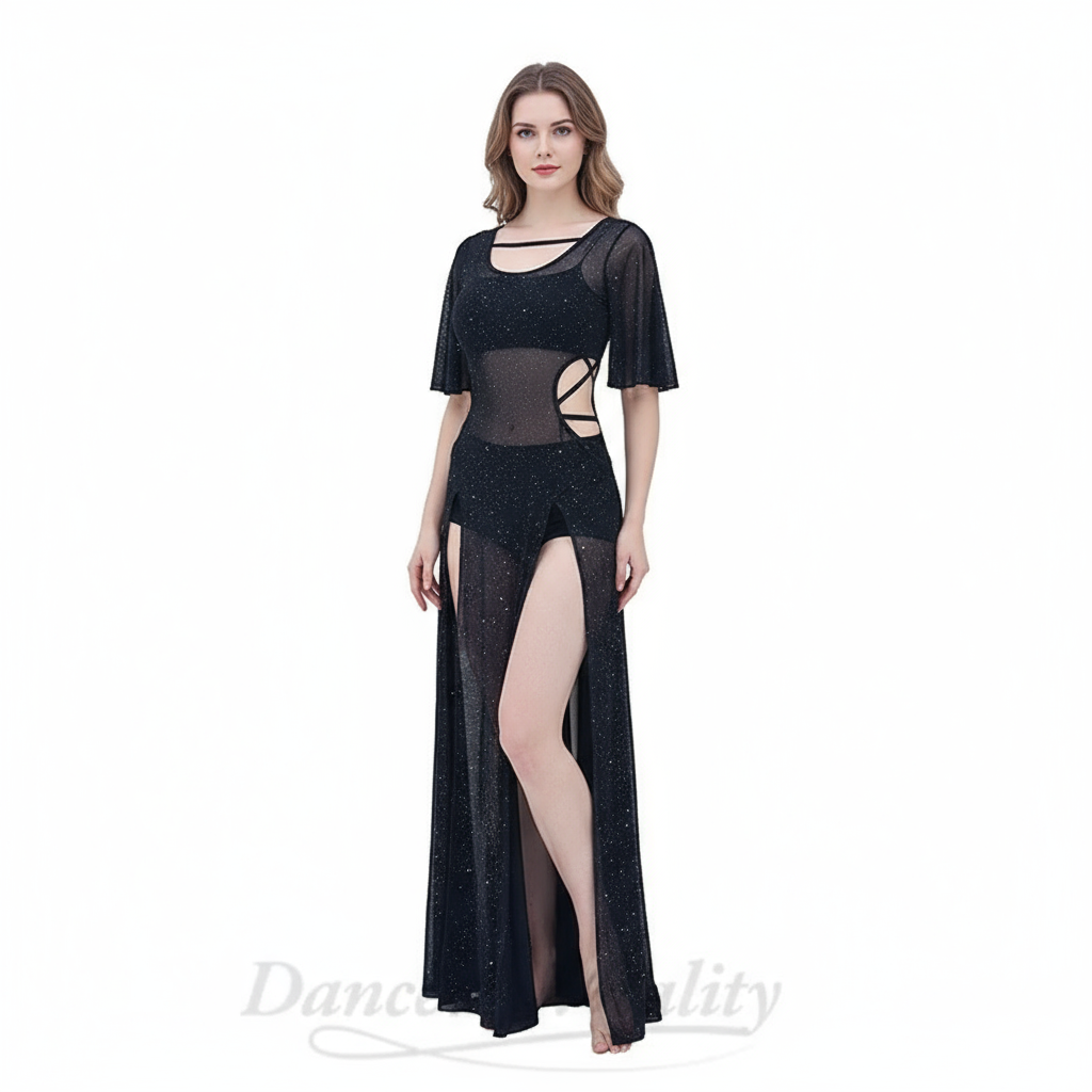 Women's Belly Dance Dress With Mesh Fabric Shaabi Baladi Saidi Style For Practice
