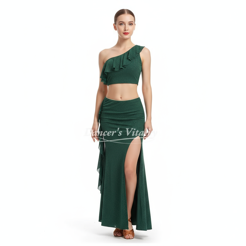BellyDance Practice Suit Women Customized Sexy Off Shoulder Top+Split Long Skirt 2pcs Oriental Dance Professional Training Set