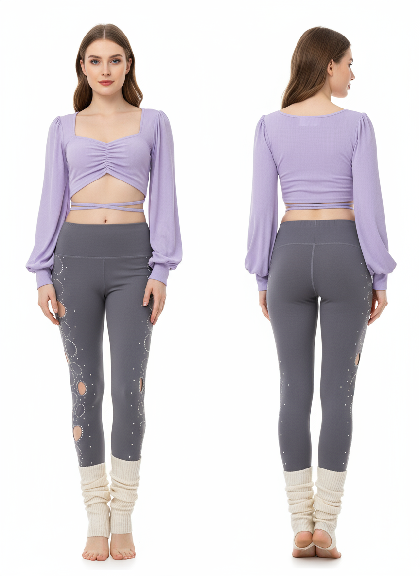 Women's Belly Dance Leggings With Diamond Cutout For Yoga, Gymnastics, And Ballet