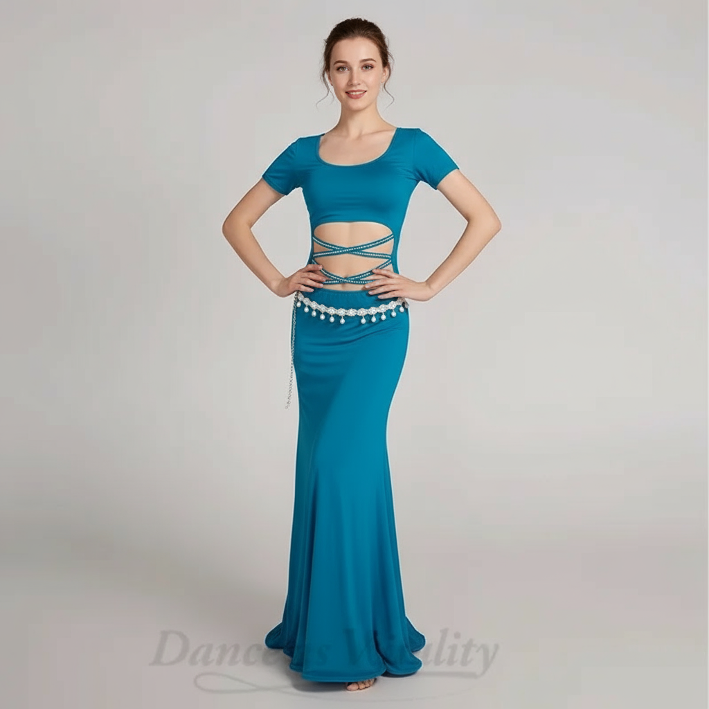 Women’s Belly Dance Practice Dress With Fishtail Hem Modal Fabric For Training