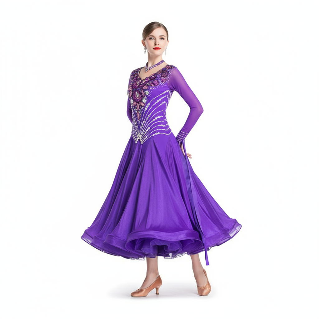 Women's American Smooth Ballroom Competition Dress In Atlantic Purple