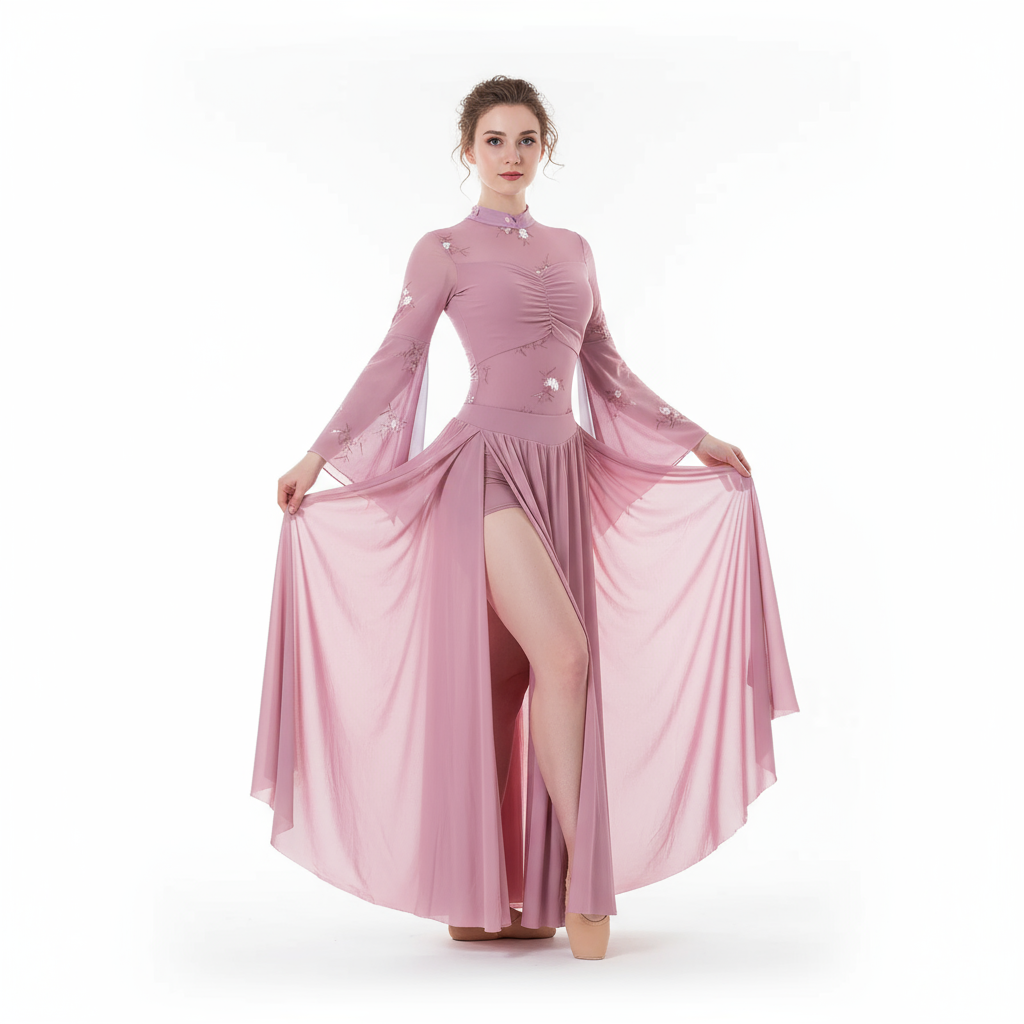Women's Belly Dance Two-Piece Practice Set With Long-Sleeve Top And Long Tassel Skirt For Training