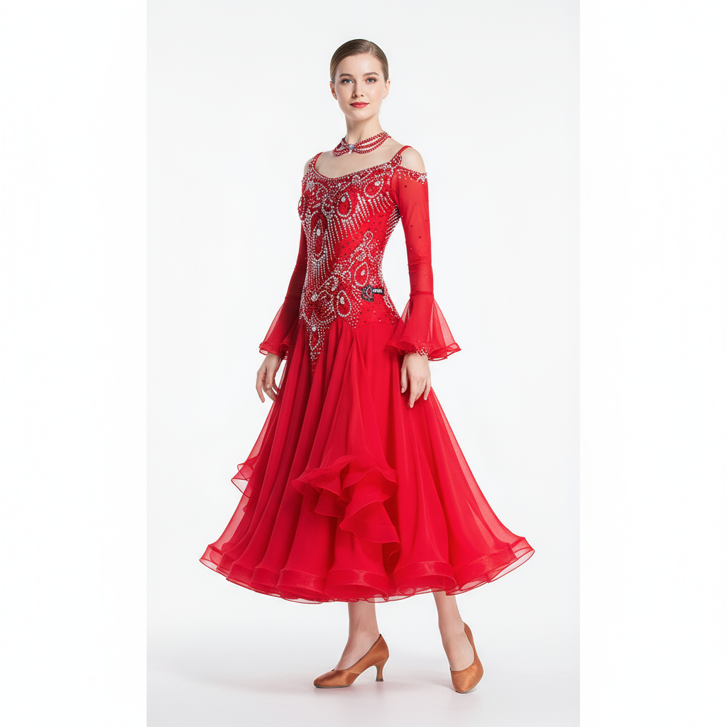 Women's Ballroom Smooth Dance Dress In Chiffon For Competition