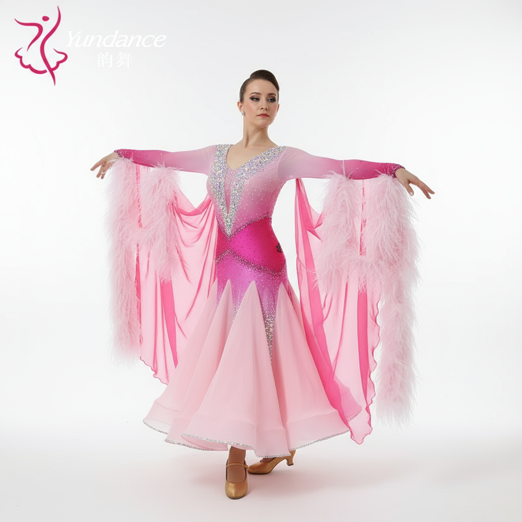 Women's Ballroom Waltz Dance Dress With Rhinestones Multicolor For Competition