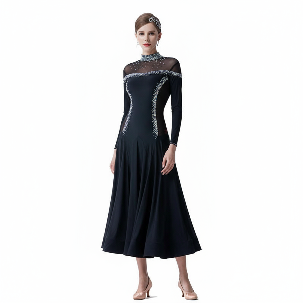 Women's Ballroom Smooth Long Sleeve Practice Dress For Training