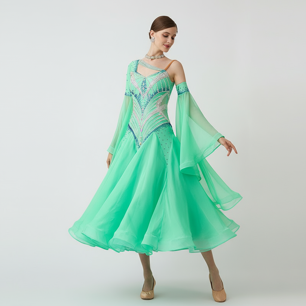 Women's Custom Ballroom Dance Dress For Practice, Competition And Stage Performance