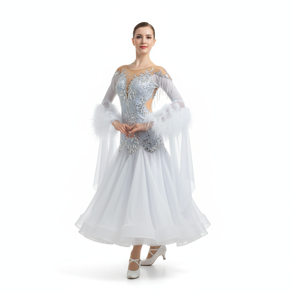 Women's Custom Ballroom Competition Dance Dress For Blackpool Performance