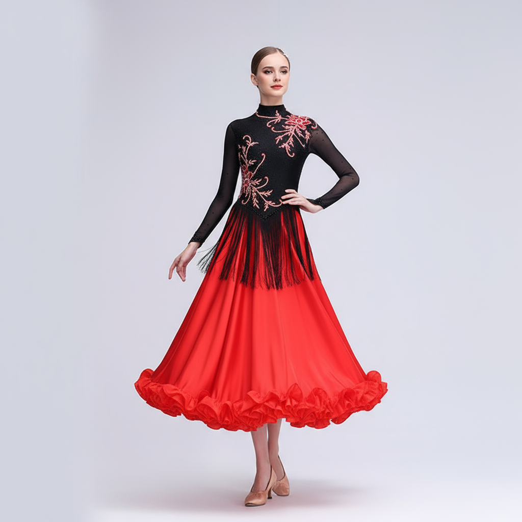 Women's Ballroom Dance Skirt International Standard Chiffon For Practice And Performance