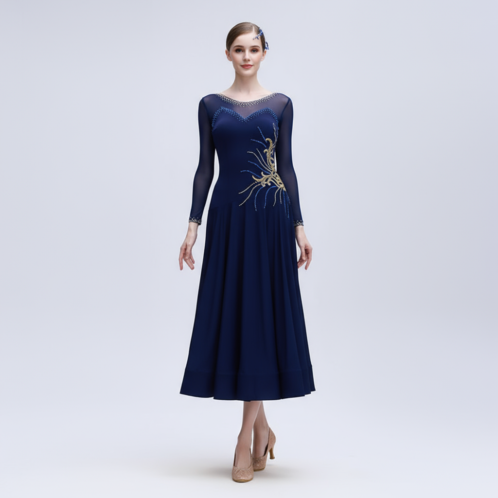 Ballroom Dance Dress International Standard Practice Chiffon For Women's Training