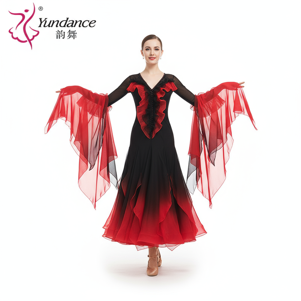 Women's Standard Ballroom Waltz Dance Dress With Rhinestones Multicolor For Competition Performance
