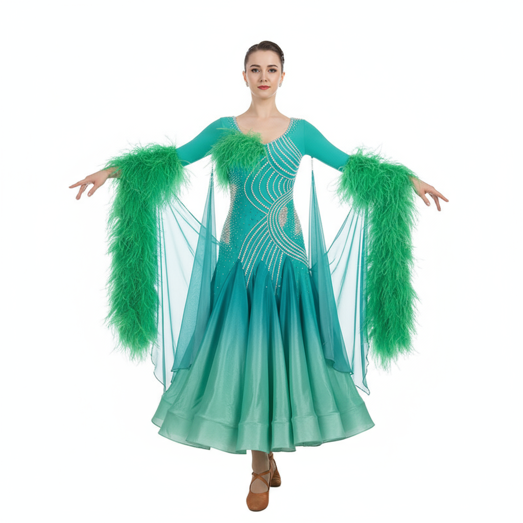 Women's Ballroom Dance Dress Blackpool Competition Style Performance Fabric