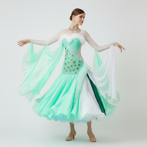 Women's Standard Ballroom Waltz Dress With Rhinestones Multicolor For Competition