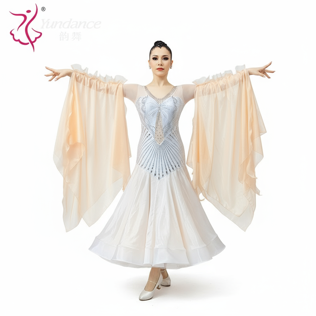 Women's Standard Ballroom Waltz Dress With Rhinestones Multicolor For Competition Performance