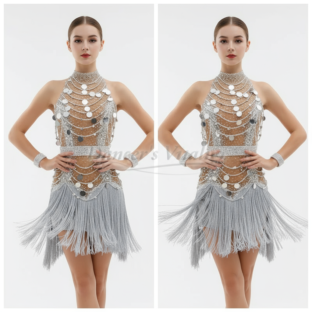 Latin Ballroom Dance Competition Dress For Cha Cha Samba Rumba Jive Customizable Adults And Kids