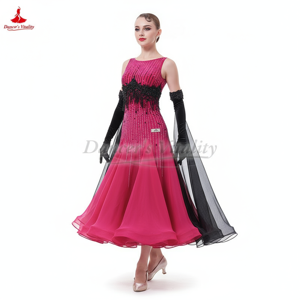 Ballroom Dance Sleeveless Full Swing Dress Customizable For Adults & Teens Waltz Foxtrot Tango Competition