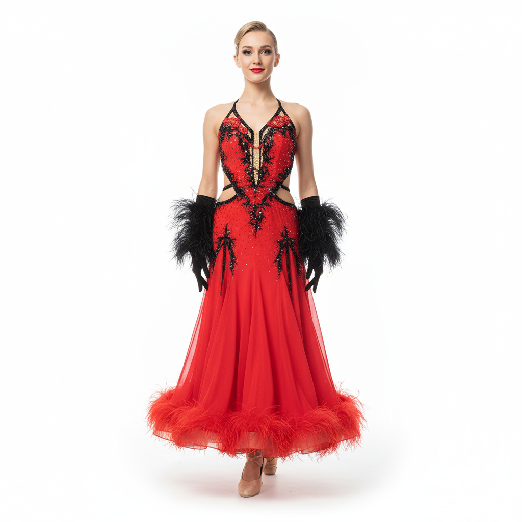 Women's Standard Ballroom Dance Dress Sleeveless Backless For Competition Performance