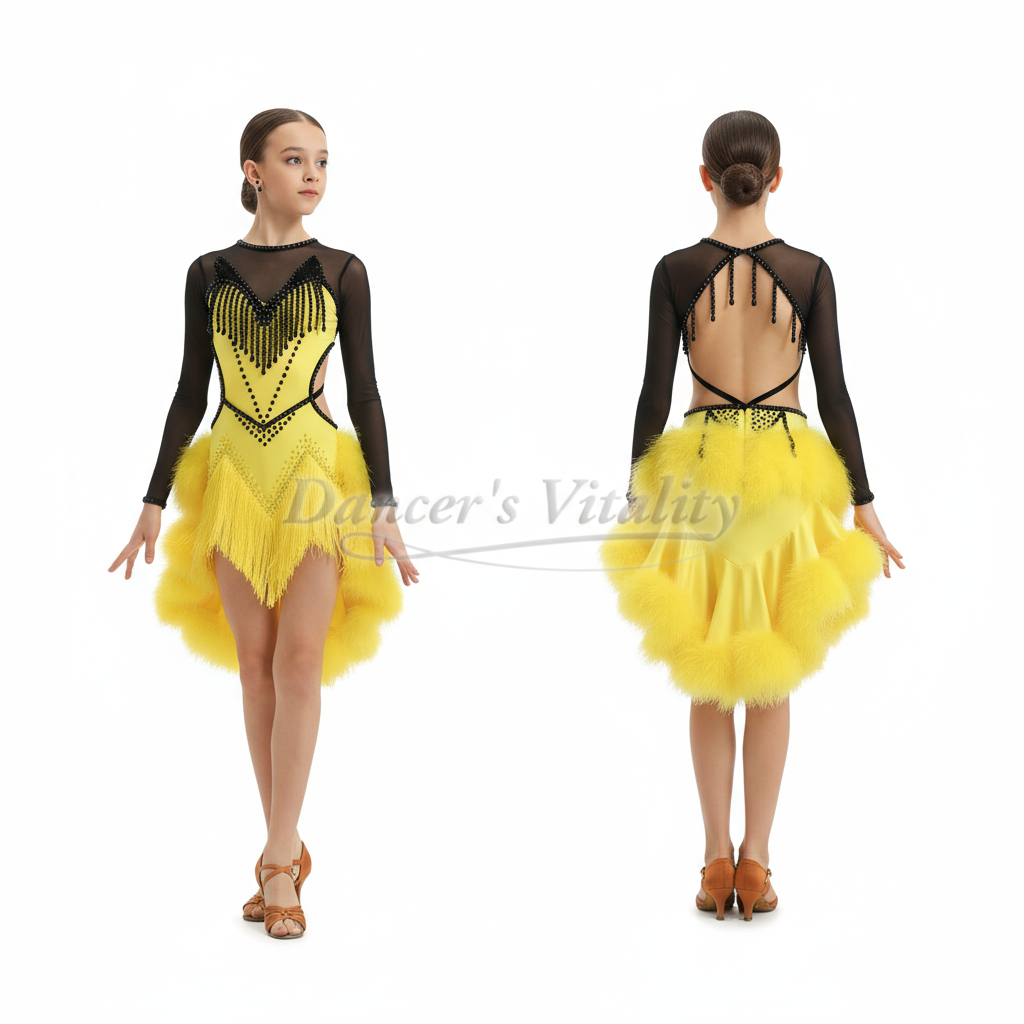 Customizable Latin Ballroom Dance Dress Cha-Cha Samba Rumba For Youth And Adults Competition