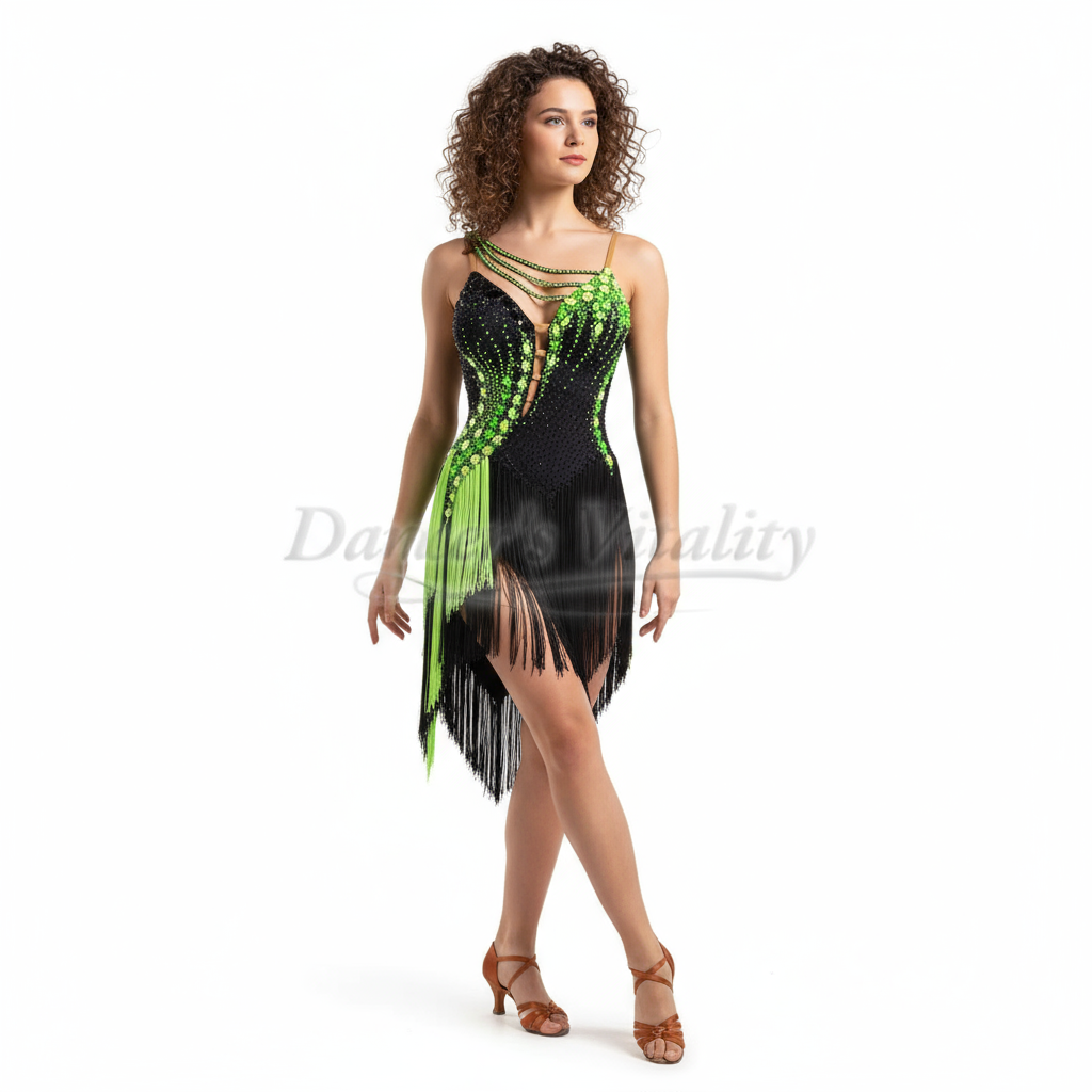 Women's & Girls' Latin Ballroom Dance Dress For Cha-Cha, Samba, Rumba Competition And Grade Exams