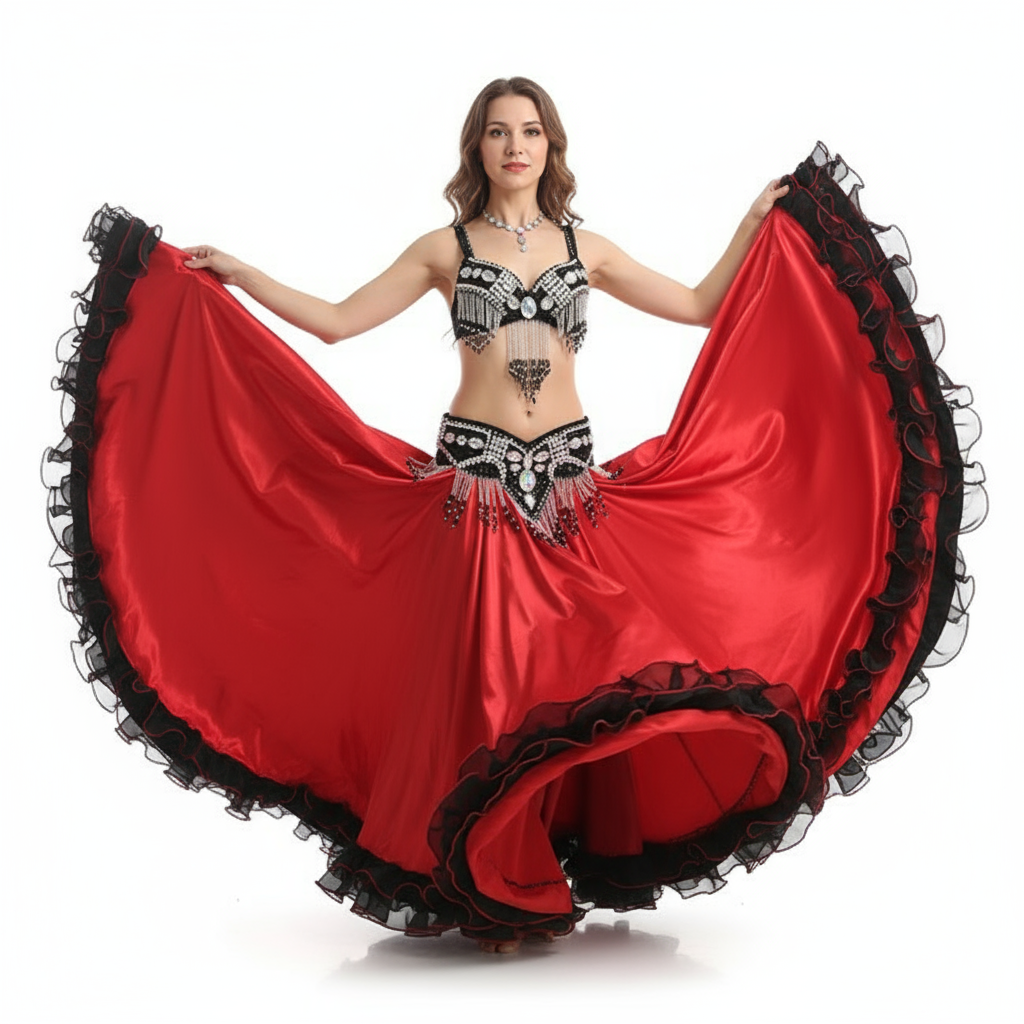 High Quality New Women 720° Belly Dancing Skirt Large Swing Dress Stage Performance Wear Belly Dance Costume SK39
