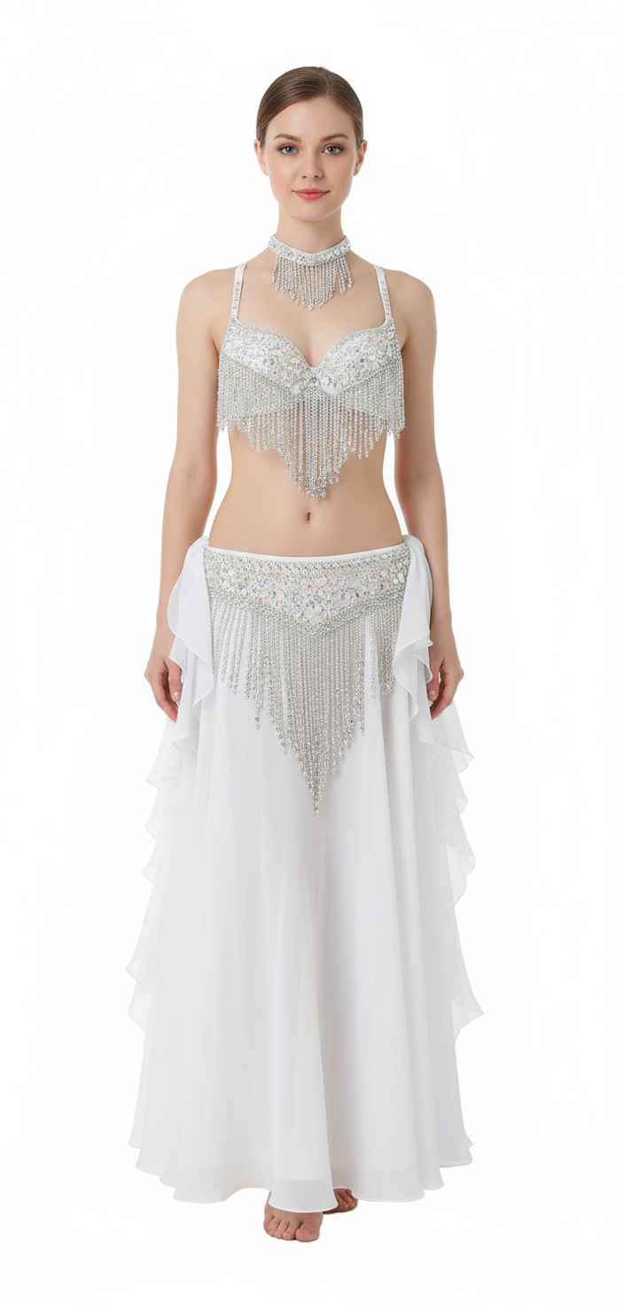 Belly dancing Performance costumes,handmade beading set bra,belt and skirt costumes,gold & silver T201+SK29