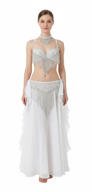 Belly dancing Performance costumes,handmade beading set bra,belt and skirt costumes,gold & silver T201+SK29
