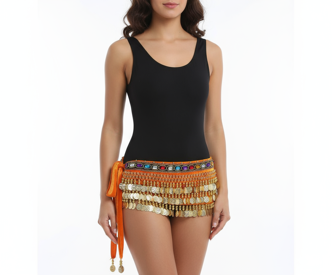 5pcs mix colors Belly dance Hip Scarf 338 coins gold/silver Coin Belt Wraps HS1015-2