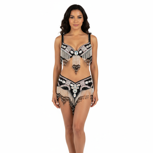 Free Shipping Hand Beaded Belly Dance Samba Costumes Gold Color Bra and Belt 2pcs TF1618