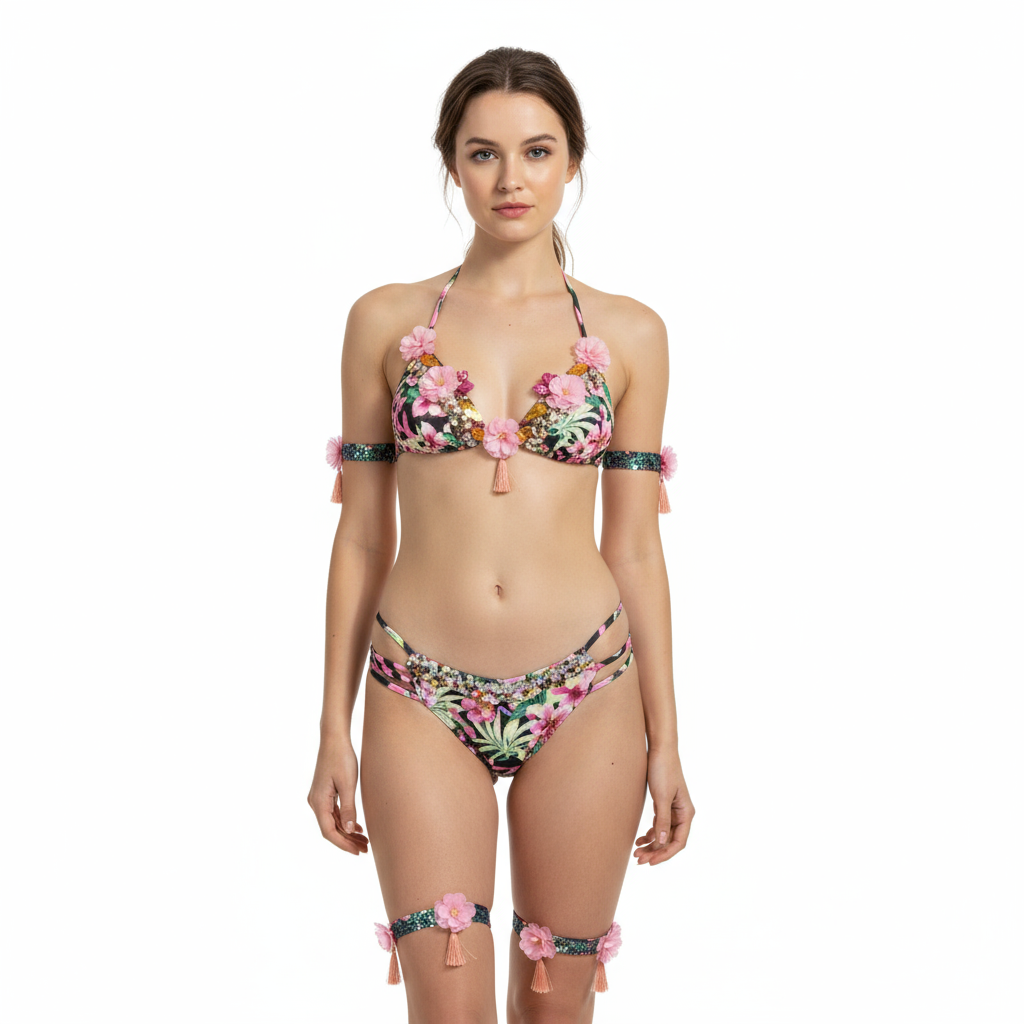 Halloween Samba Carnival Handmade Wire Bra And Panty With Headpiece,Arm Piece And Leg Piece For EDC Festival