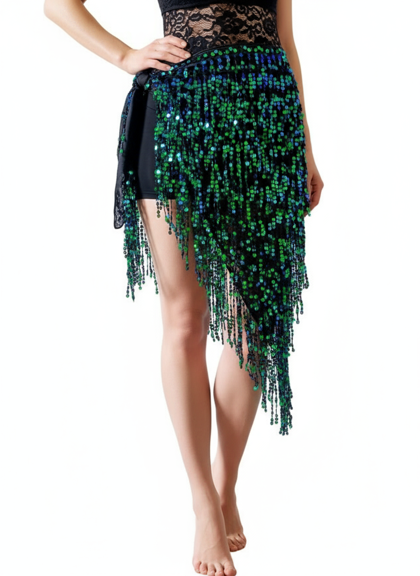 New Bellydance Hip Scarf Tassel Hip Scarves Beaded Sequins Belly Dance Waist Chain Belly Dancing Shawl Belt