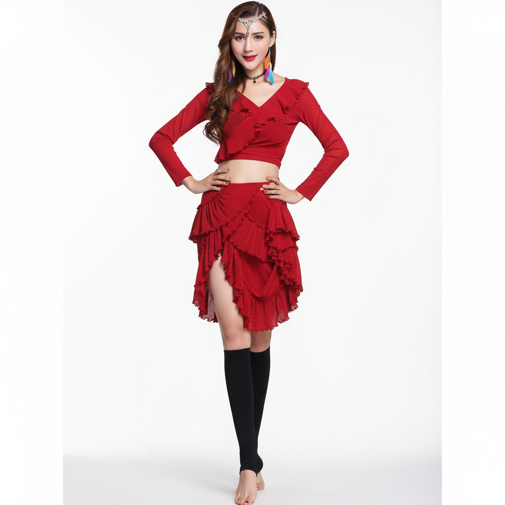 New belly dance costume Crop. Top+Long Skirt 2pc/set Suit for womens Performance suit Belly dance wear Training Clothing HY1157