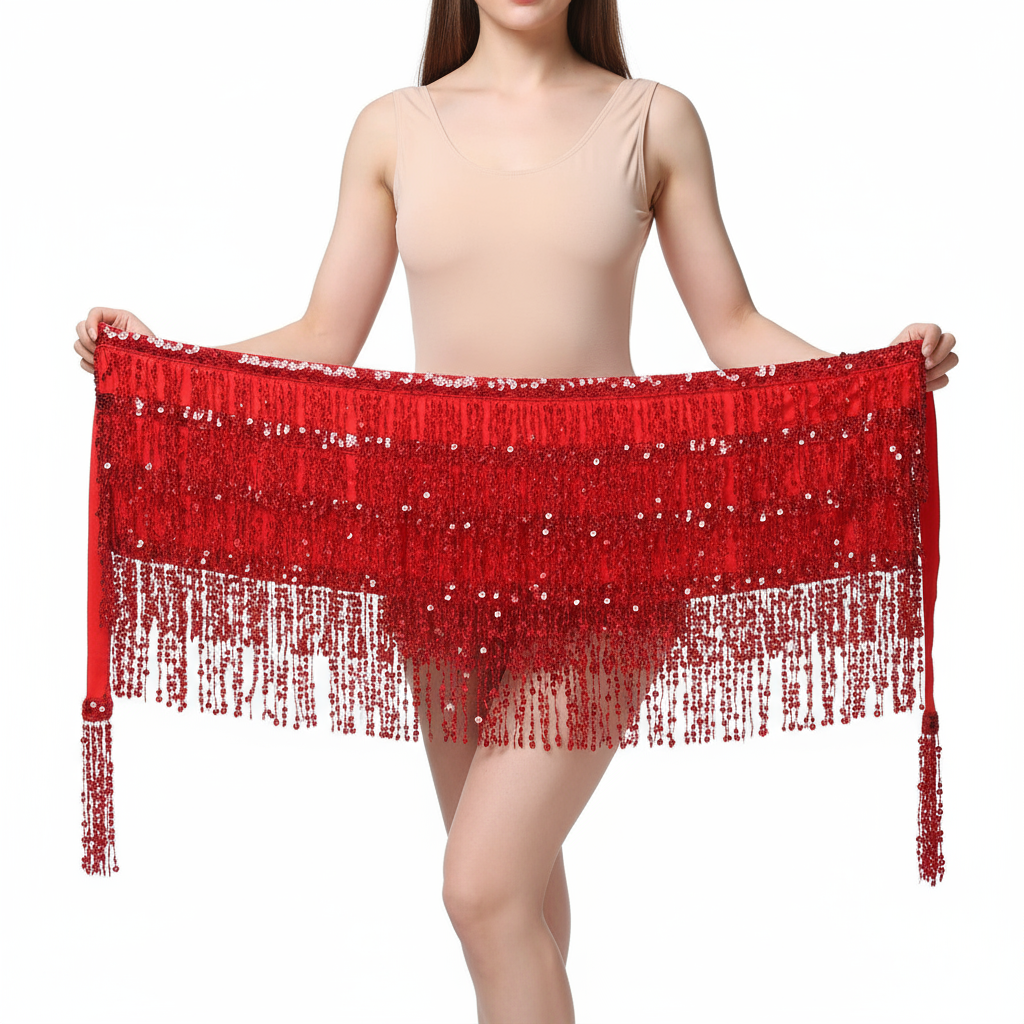 New Bellydance Hip Scarf Tassel Hip Scarves Beaded Sequins Belly Dance Waist Chain Cheap Belly Dancing Shawl Belt Wholesale