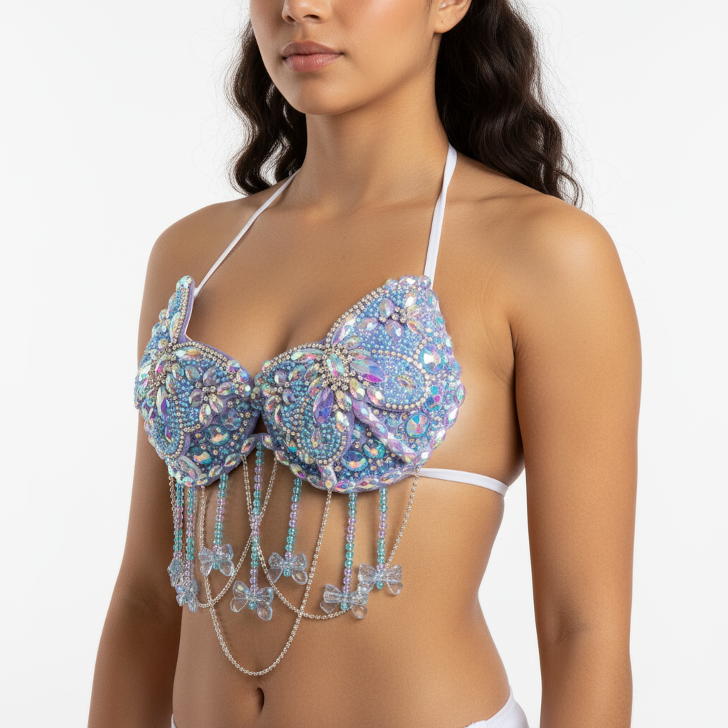 New Handmade Samba Carnival Butterfly Shape Wire Bra With Stones For EDC Festival Rave Carnival BB060