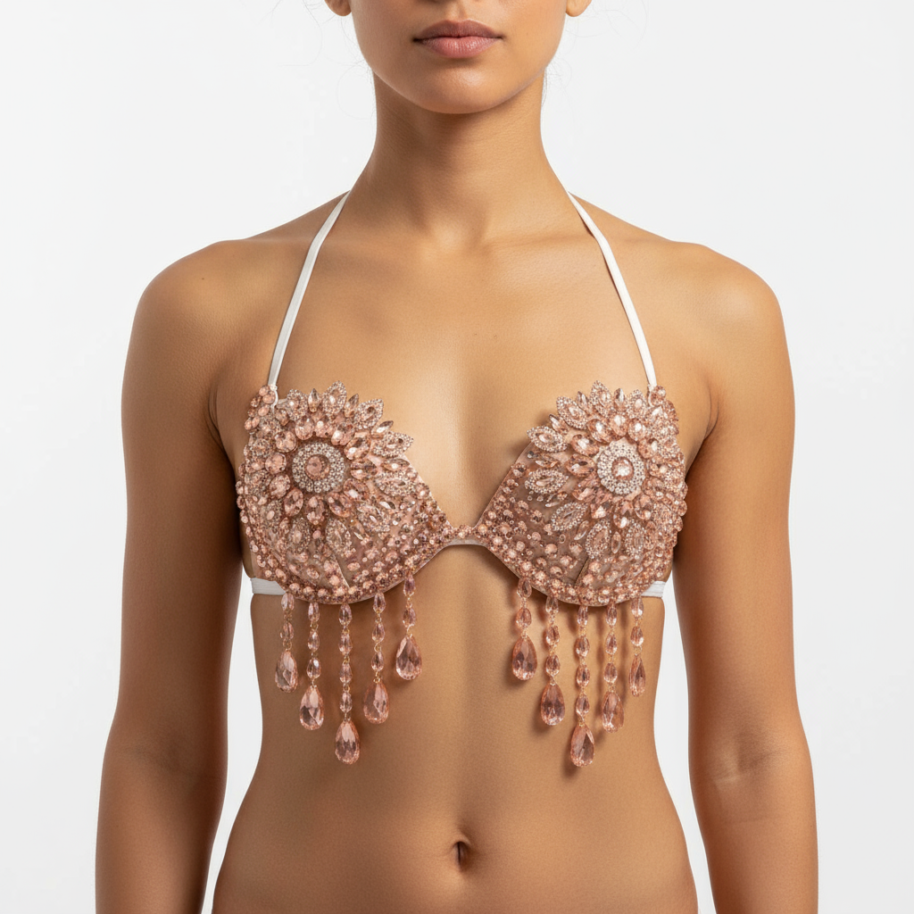 New Handmade Samba Carnival  Wire Bra With Stones For EDC Festival Rave Carnival BB061