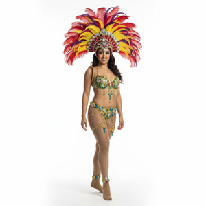 hot saling top quality Samba Rio Carnival Costume Sexy Belly Dancing Costume with Feather Headdress C1502
