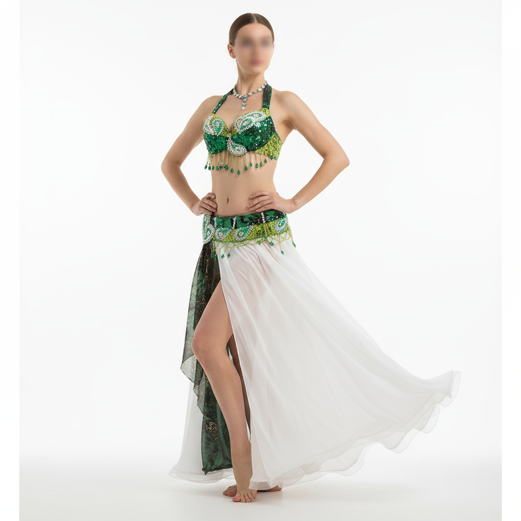 New Adult Women Stage Performance Gorgeous Belly Dance Costume 3pcs Set Handmade Beaded Sequins Performance Show Suit outfit TF1903  3PCS/SET