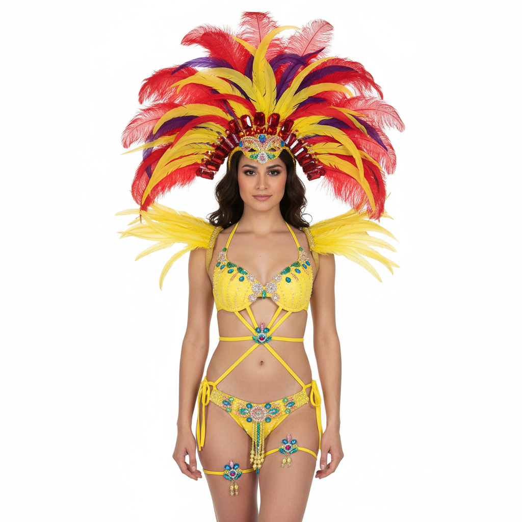 hot selling Sexy Samba Rio Carnival Costume yellow Feather Head piece C1508 (yellow)