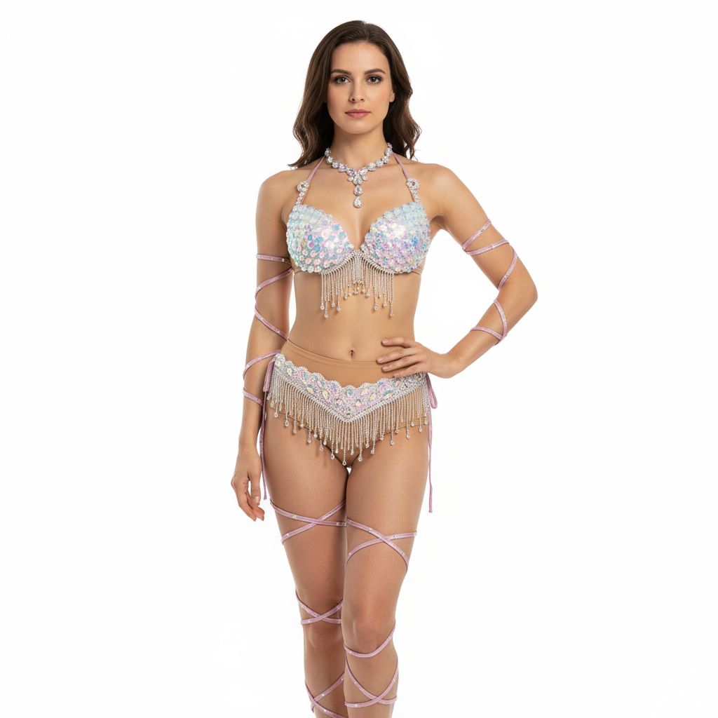 New Style Sexy Handmade Samba Carnival Wire Bra,Belt With Stones,Diamond Chains For EDC Costumes