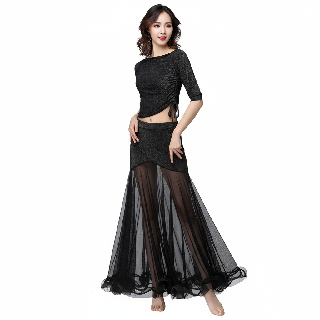New Sexy Belly Dancing Set Shinning Suit For Women Bellydance Clothing Top+Skirt Dancer Trainning Wear HY1187