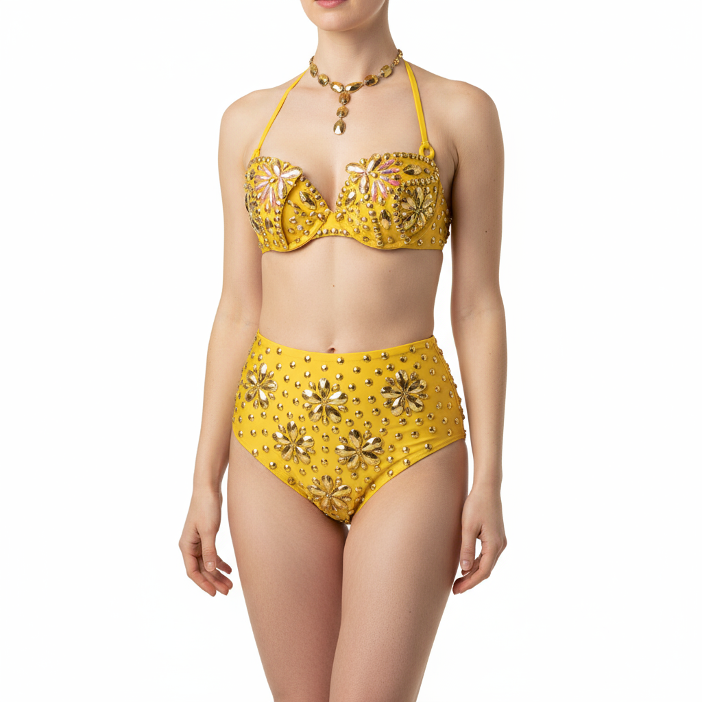 New Shining Fashion Belly dance costume Women Sexy Samba Carnival set Golden Wire Bra&Pants Samba Suit performance wear C024-1