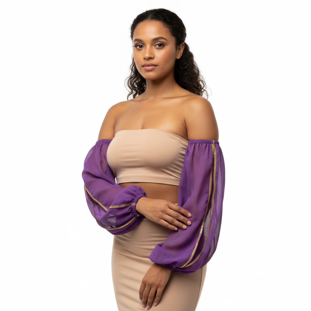 New Style Belly Dance Arm Sleeves Chiffon Fabric Elastic Band For Performance