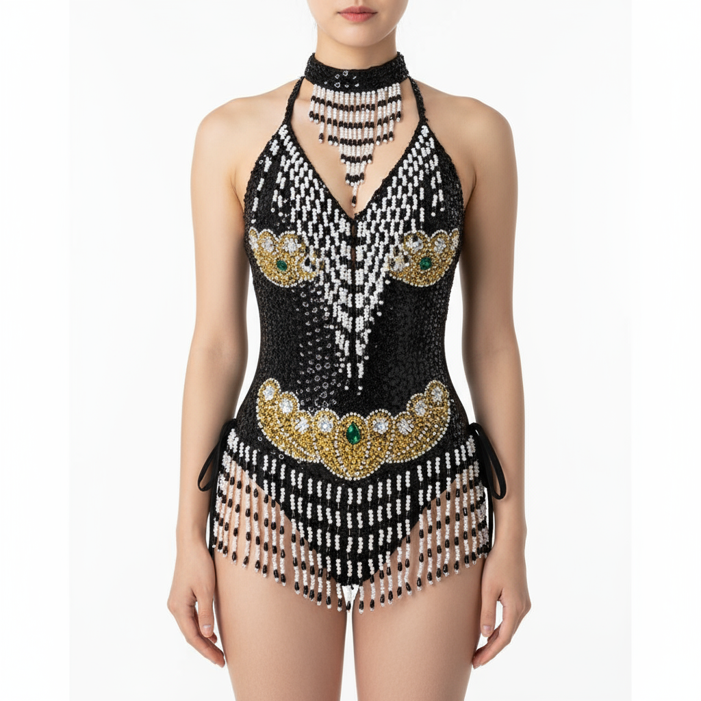New Samba Suit Sexy Bodysuit Beading Sequins Belly Dance Costume Adult Nightclub Party Rave Outfit Carnival Performance Clothing BS2152